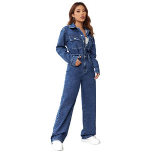 Combinaison classique ample élégante personnalisée pour femmes avec couverture <span class=keywords><strong>en</strong></span> <span class=keywords><strong>jean</strong></span> pour femmes - Product Image 1