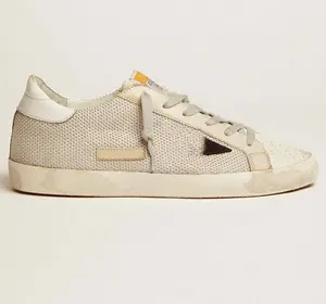 Золотистые винтажные люксовые кроссовки из натуральной кожи, дышащие, мягкие, нескользящие, для ходьбы, на шнуровке, увеличивающие рост, весенние - Product Image 3