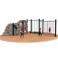 Mur d'escalade extérieur en plastique pour enfants, conception personnalisée OEM/ODM, avec filet d'escalade, structure de fitness type jungle, en promotion