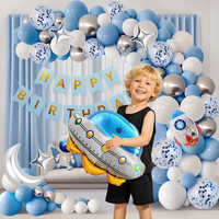 Nouvel ensemble de chaînes de ballons tendance sur le thème bleu, kit d'arche de ballons métalliques pour la décoration de lieux de fête d'anniversaire et de baby shower pour garçons