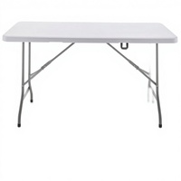 Table pliante en plastique blanc avec structure métallique de 6 pieds, portable, 30 pouces de large, 29 pouces de haut, pour événements intérieurs/extérieurs, banquets, repas