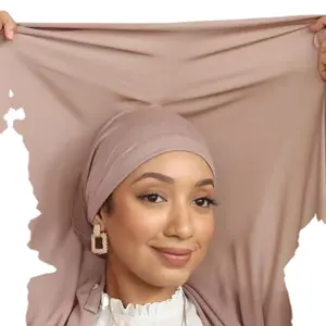 2024 Tùy Chỉnh Ngay Lập Tức Hijab Chất Lượng Cao Voan Hijab Với Gân Bên Trong Undercap Satin