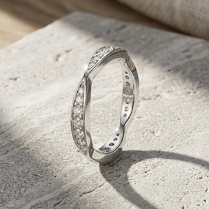 Yellow Gold Moissanite Eternity Band <b>Ring</b> Round Brilliant Cut Channel Setting Classic Style Unisex Wedding <b>Ring</b> - Product Image 2