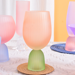 Vasos de Cristal de Lujo Samyo, Estilo Nórdico, Color Esmerilado, con Diseño Acanalado, para Helados, Batidos, Vino, Postres, Cerveza, Ideales para Bodas, Bares y Regalos - Product Image 1