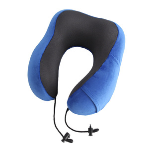 <b>Memory</b> <b>Foam</b> U-Shaped Car Pillow Light Blue Neck Support For Travel And Office Use - Product Image 3
