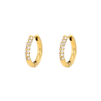 Boucles d'oreilles tendance personnalisées en acier inoxydable plaqué or 18 carats avec zircon pavé, étanches, style espagnol chic, fournisseur de bijoux pour filles