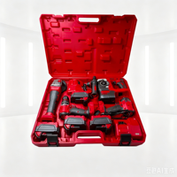 Ensemble de bricolage domestique sans fil 21V avec batterie au lithium, comprenant clé à chocs électrique, perceuse, meuleuse d'angle et outils de construction métallique à entraînement 1/2 pouce