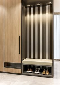Meuble de rangement pour chaussures sur mesure avec porte coulissante, hauteur personnalisable, panneau imperméable, idéal pour maison de location et entrées étroites - Product Image 2