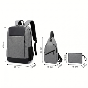 Mochila Minimalista Negra Mate Impermeable <span class=keywords><strong>de</strong></span> Oxford <span class=keywords><strong>para</strong></span> Universidad, con Cierre Antirrobo, <span class=keywords><strong>para</strong></span> Hombres, <span class=keywords><strong>para</strong></span> <span class=keywords><strong>el</strong></span> Viaje Diario, Juego <span class=keywords><strong>de</strong></span> Tres Piezas - Product Image 3