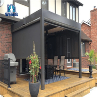 Pérgola de Aluminio para Techo con Paneles Motorizados y Persianas Enrollables Resistentes al Viento para Exteriores