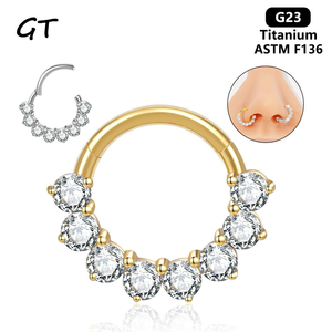 G23 16G Titanio ASTM F136 Joyería Corporal Sexy: Clicker Articulado, Aro para Piercing de Nariz y Daith, Pendientes de Zirconia para Septum, Anillo de Nariz - Product Image 1
