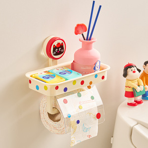 Dopamine Suction Cup Tissue Holder No Drill Wall Mounted Toilet Paper Storage Rack Multipurpose Rectangular Design - Product Image 3
