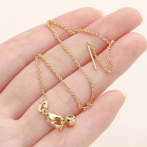 18k Gold Plated Lobster Clasp Chain <b>Adjustable</b> <b>Bracelet</b> Findings For DIY Jewelry Making Copper Plating GA0614 - Product Image 3