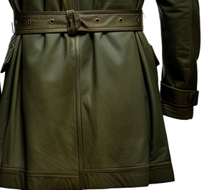 2025 mới XB màu xanh lá cây chính hãng da cừu Áo sơ mi cổ điển đa túi giữa chiều dài thắt tùy chỉnh Áo Khoác Da thật chất lượng cao - Product Image 6