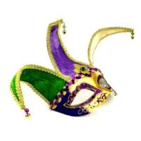Masque en tissu de Clown Joker, pièces, or vert violet, avec petites cloches, pour fête, bal de carnaval, mascarade, cloches de Clown