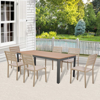 Mobilier d'extérieur moderne pour restaurant Ensemble table et chaises en bois pour repas en plein air pour jardins et patios