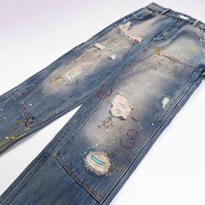 กางเกงยีนส์ทรงแบ็กกี้ ผู้ชาย สไตล์วินเทจ ผ้าฝ้ายเดนิม ทรงขากว้าง ขาเดี่ยว แต่งรอยขาด สำหรับผู้ชาย - Product Image 4