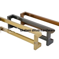 Tube carré moderne Double courbure en acier inoxydable noir gris noir titane or rose encadré poignée d'angle de porte en bois pour hôtels