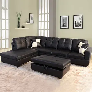 现代简约l型转角沙发组合客厅人造革轻豪华家具沙发茶几套装