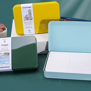 Boîte en métal de cartes postales en papier aquarelle texturé A6 de qualité artistique pour le croquis de voyage et la peinture à l'aquarelle - Product Image 1
