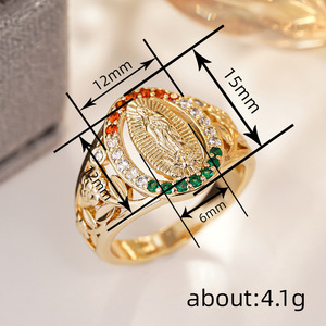 แหวนดอกไม้สีทองสำหรับผู้หญิง ประดับเพชรซิร์คอนสีรูปไข่ ฝังแบบ Pave Setting เหมาะสำหรับสวมใส่ทุกวัน - Product Image 4