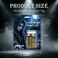 Kit de peinture pour le visage et le corps pour enfants à base d'huile, 5 couleurs, ensemble de bâtonnets tout-en-un, palette de crème, applicateur éponge double extrémité, Halloween