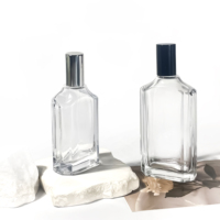 Flacon d'huile essentielle rectangulaire unique avec pompe atomiseur, flacons vaporisateurs, conteneur cosmétique, flacon de parfum de 100 ml avec boîte