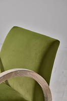 Fauteuil moderne vintage Japandi Boho en tissu chêne avec base en bois pour chambre, couloir, salon, salle à manger, meubles de loisirs
