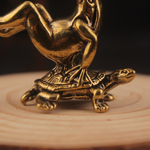 Brûleur d'encens miniature en laiton, sculpture tortue grenouille, fait main, style chinois, décoration pour animal de compagnie de thé - Product Image 3