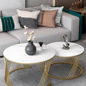 Mesa de centro para sala de estar, estilo lujo ligero, moderna y sencilla, con tablero de roca de diseño popular, combinación de letras para el hogar. - Product Image 2