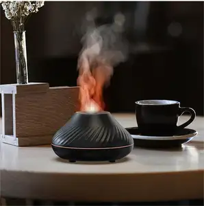 Diffuseur d'arôme de flamme de bonne qualité, lampe d'huile essentielle, humidificateur d'air Portable USB de 130ml avec veilleuse de couleur