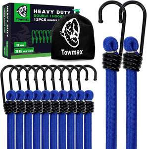 蹦极绳带挂钩重型36英寸蓝色工业弹性系带户外野营皮划艇12件 - Product Image 1