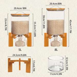 Dispensador de Cereales Multifuncional de Vidrio Redondo de 5 L y 8 L para Alimentos Secos, Hermético, para Encimera, Venta al Por Mayor - Product Image 4