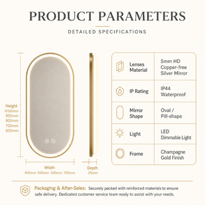 Specchio da Bagno LED Smart Touch della Collezione Hotel, Design Moderno, IP44, Vetro Flottante, Anti-Ribaltamento, Retroilluminato - Product Image 3