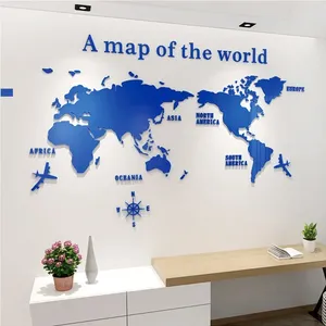 Mappa del <span class=keywords><strong>Mondo</strong></span> in Acrilico 3D, Design Europeo in Cristallo Solido, Confezione Multi-pezzo, Adesivi da Parete Impermeabili Creativi per Camera da Letto e Soggiorno - Product Image 3