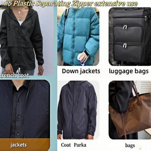 مخصص 16 20 24 28 32 36 40 بوصة سحاب بلاستيكي #5 فصل سحابات الراتنج للسترات أسود بني أبيض - Product Image 6