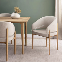 Fauteuil en bois de caoutchouc moderne, fauteuil en bois avec accoudoirs, fauteuil d'appoint en tissu de style mid-century pour salon