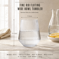 Tasse à thé en verre plissé de 460 ml, élégante, à nervures verticales, pour thé vert et jus, adaptée aux thés haut de gamme, OEM/ODM