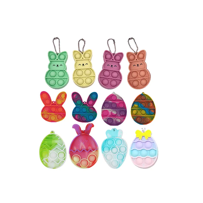 2023 Easter Eggs Bunny Rabbit Peeps Popper Cute Gifts Push Mini Pop Bubbles Sensory Fidget Keychain Toy