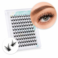 Extensions de cils semi-artisanales durables en grappe, réutilisables, auto-adhésives, pré-revêtement adhésif, en fibres végétales
