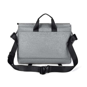 Minimalist Gray PU Waterproof Travel Messenger Bag Zipper Closure Large Capacity All Seasons Men's Shoulder Bag - Product Image 2