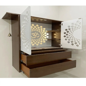 Nuevos diseños de templos de madera de estilo moderno, Mandir de madera de teca moderno para hogares contemporáneos, Fabricante de Mandirs de madera de lujo en el Reino Unido - Product Image 1