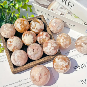 Venta al por Mayor de Esferas de Ágata Cereza Natural Pulida, Piedras de Cristal Curativas, Esfera de Ágata Floral para Decoración del Hogar - Product Image 2