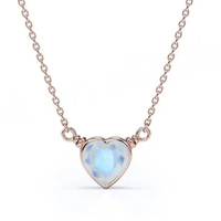 Collar de Plata de Ley 925 con Corazón de Melocotón y Piedra Lunar, Chapado en Rodio, Cadena de Cuentas de Oro Rosa, Cierre Romántico para Fiesta o Boda