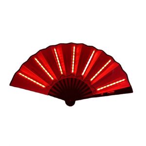En Stock: Abanico Plegable LED de 8 Pulgadas con Mango de Bambú, Diseño Duradero con Arte Folclórico para Decoración de Fiestas y Bodas - Product Image 1