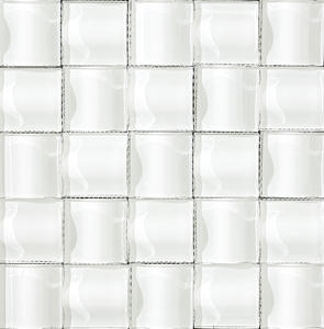 กระเบื้องโมเสคผนังสีเงินกระเบื้องโมเสคแก้วกรวดมุกคริสตัลสีขาว - Product Image 1