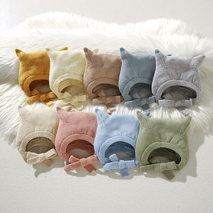 Mimixiong - Gorros de Punto para Bebé Recién Nacido, con Orejas Adorables, 100% Algodón, Cálidos, con Correa Ajustable - Product Image 2