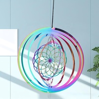 Campana de Viento Giratoria 3D Personalizada, Impermeable, de Acero Inoxidable 304, con Diseño de Colibrí Antiguo y Mandala Nórdico, Artificial