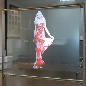 Directo de fábrica 3d la ventana de la tienda de vidrio transparente holográfica trasera película de la proyección