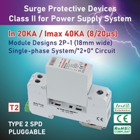 Parasurtenseur monophasé Telebahn 220V 230V 240V 20kA-40kA SPD T2 AC, dispositif de protection contre les surtensions, vente en gros